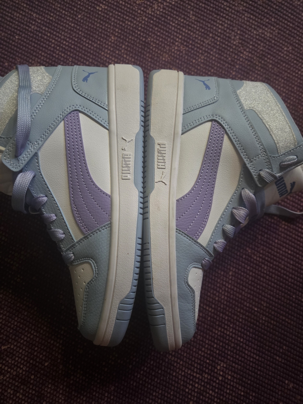 Puma Kids Size 7. High-Top Sneakers in Light Blue & Lavender. Worn Once.